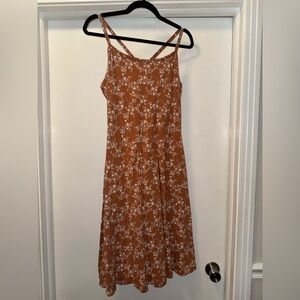 Pact Floral Midi Dress Bouquet Blooms Ochre Organic Cotton